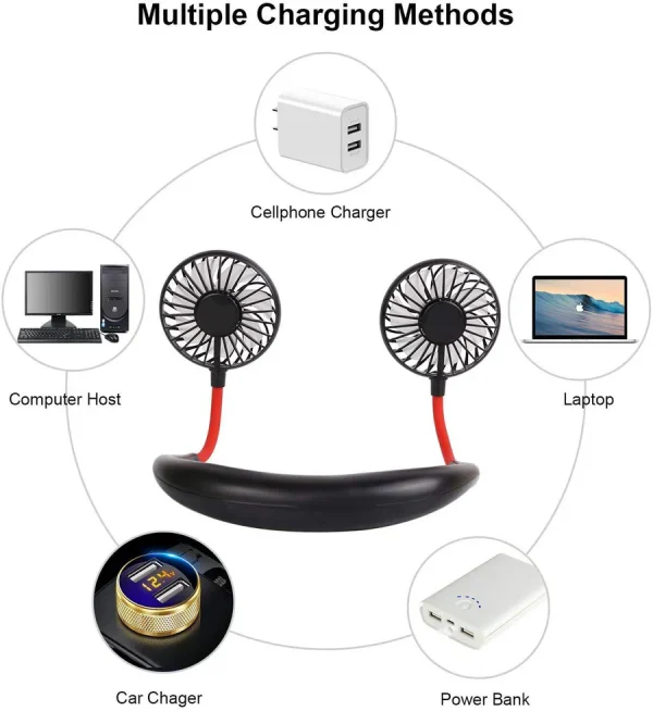 Portable Neck Fan With 3 Level Air Flow